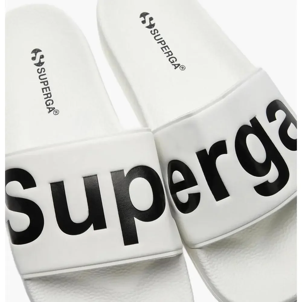 Superga 1908 Signature Pool‎ Slide Sandals White-Black Size 10(Medium)